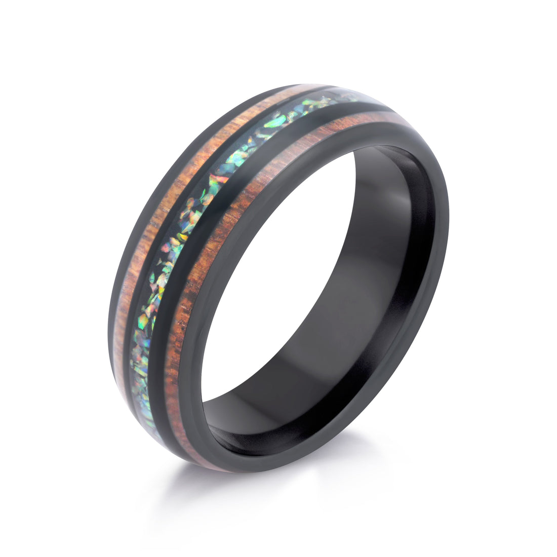 Abalone Koa Opal Ring