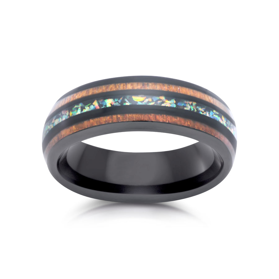 Abalone Koa Opal Ring